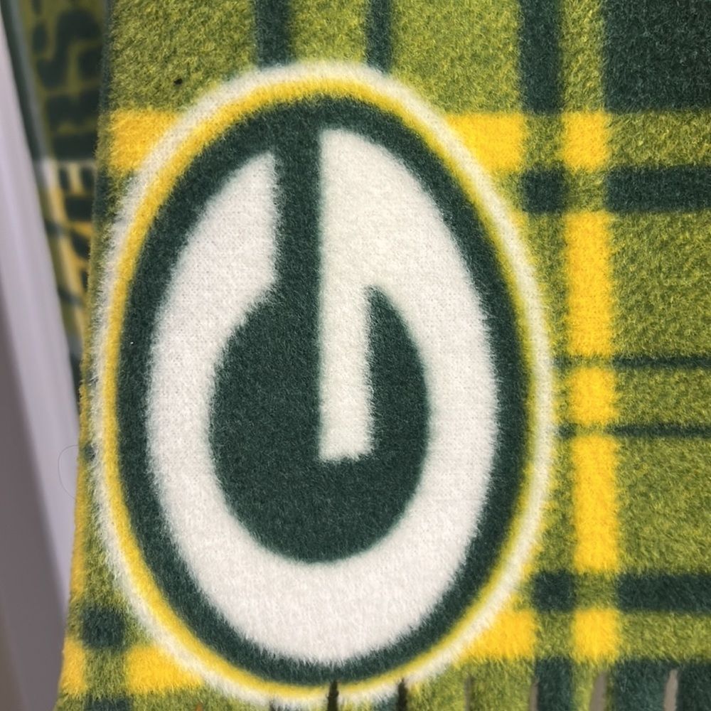 Green Bay Packers Vibrant Soft Cozy Green Yellow White Fleece Football Scarf- OS - Picture 6 of 7